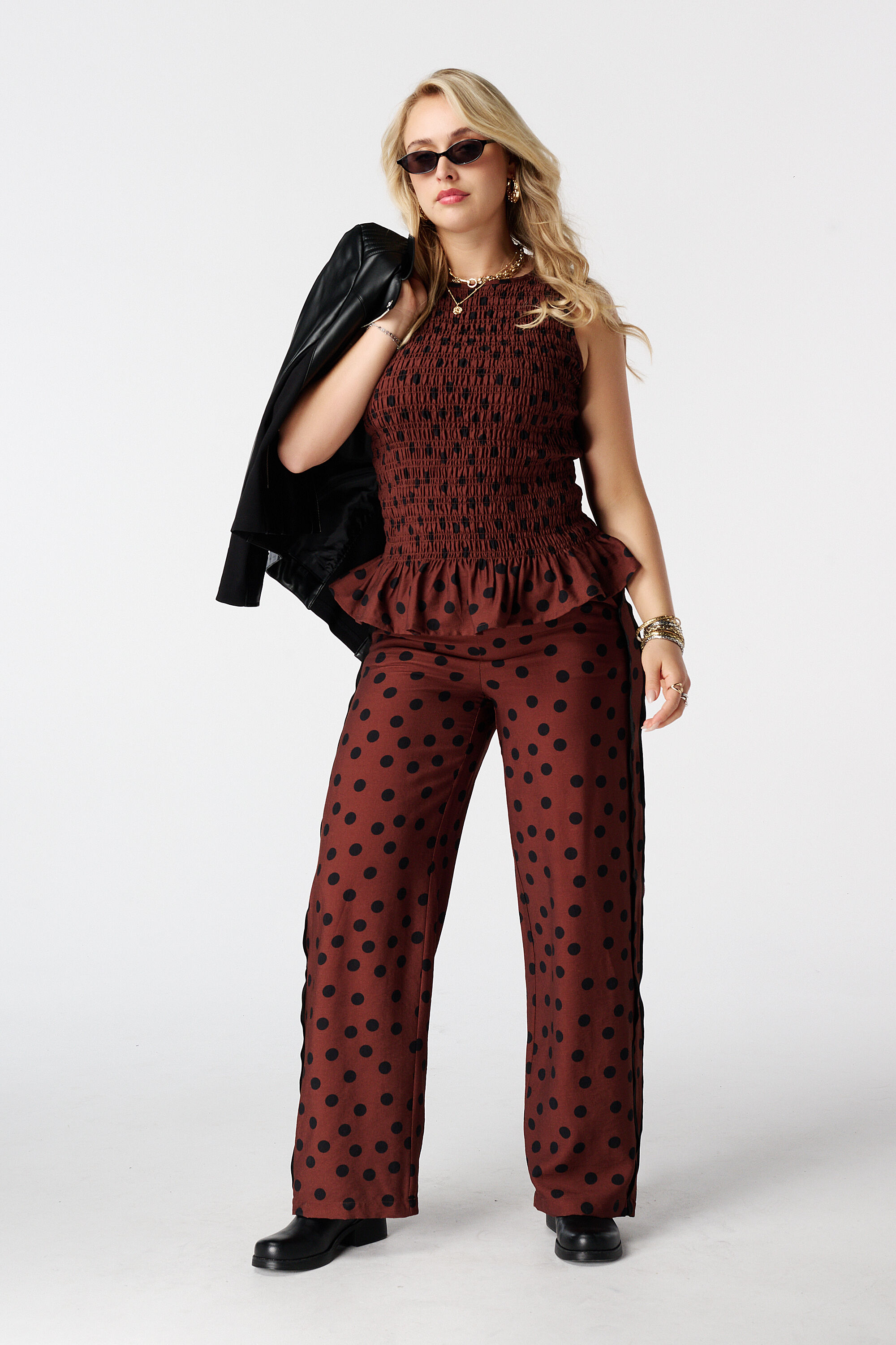 Broek met polka dot print