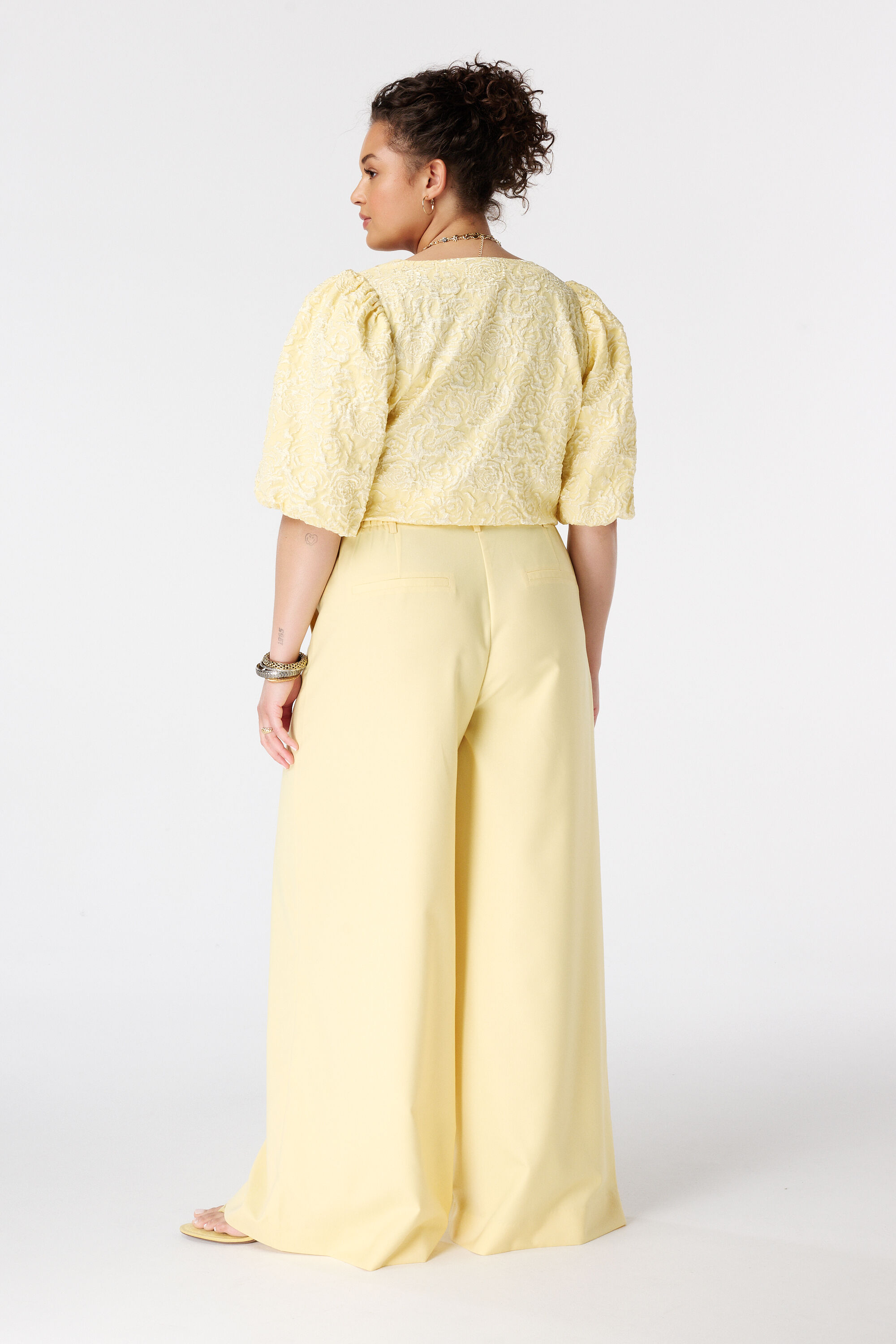 Wide leg pantalon met siernaden image number 3