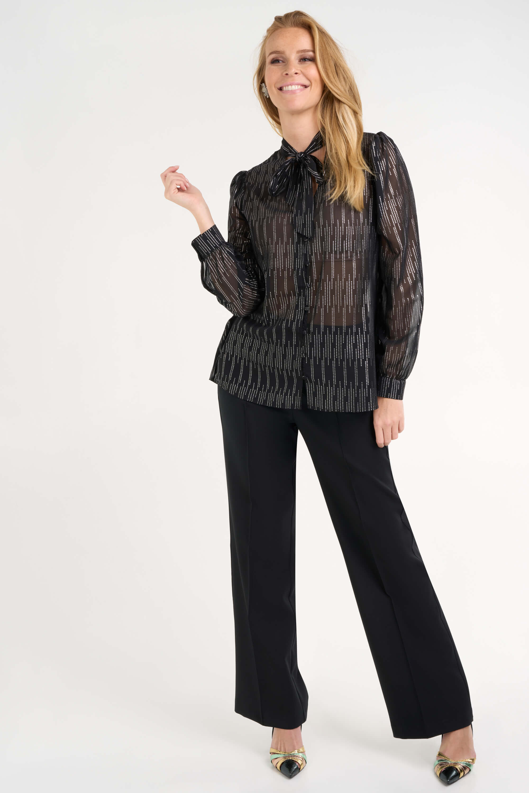 Blouse met zilveren print image number 4