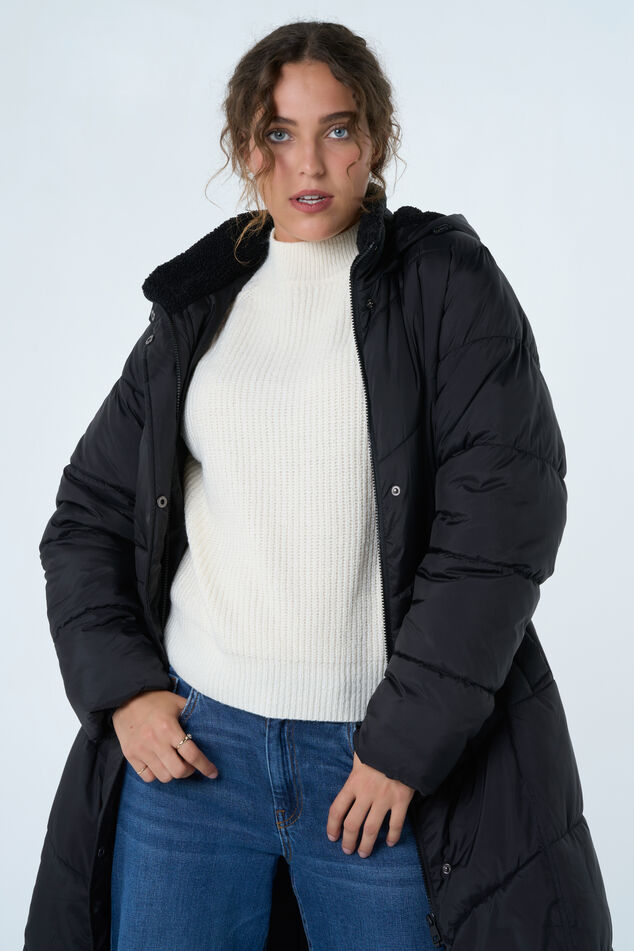 Veste longue matelassée avec ceinture image number 5