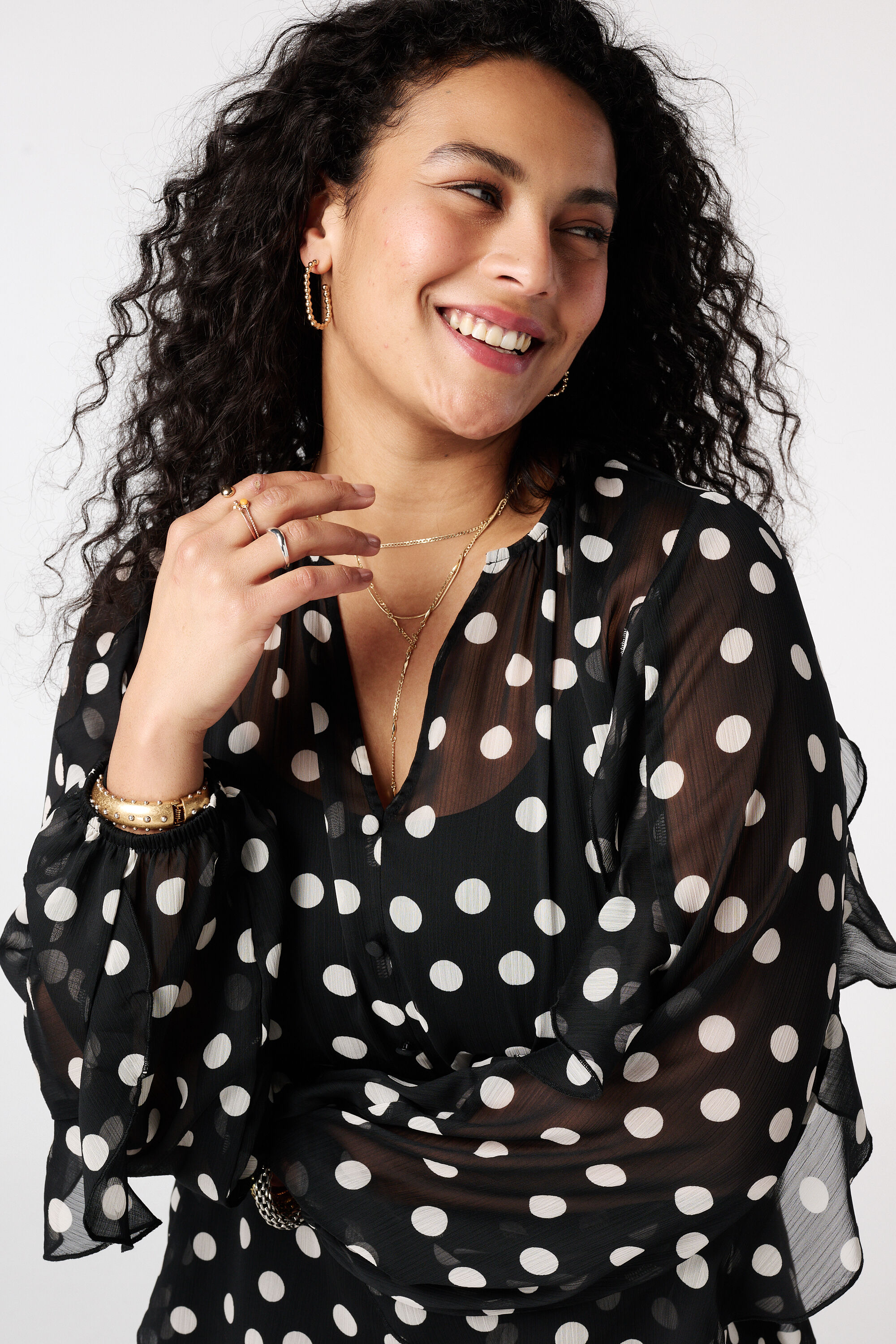 Blouse en mesh avec volants image number 4