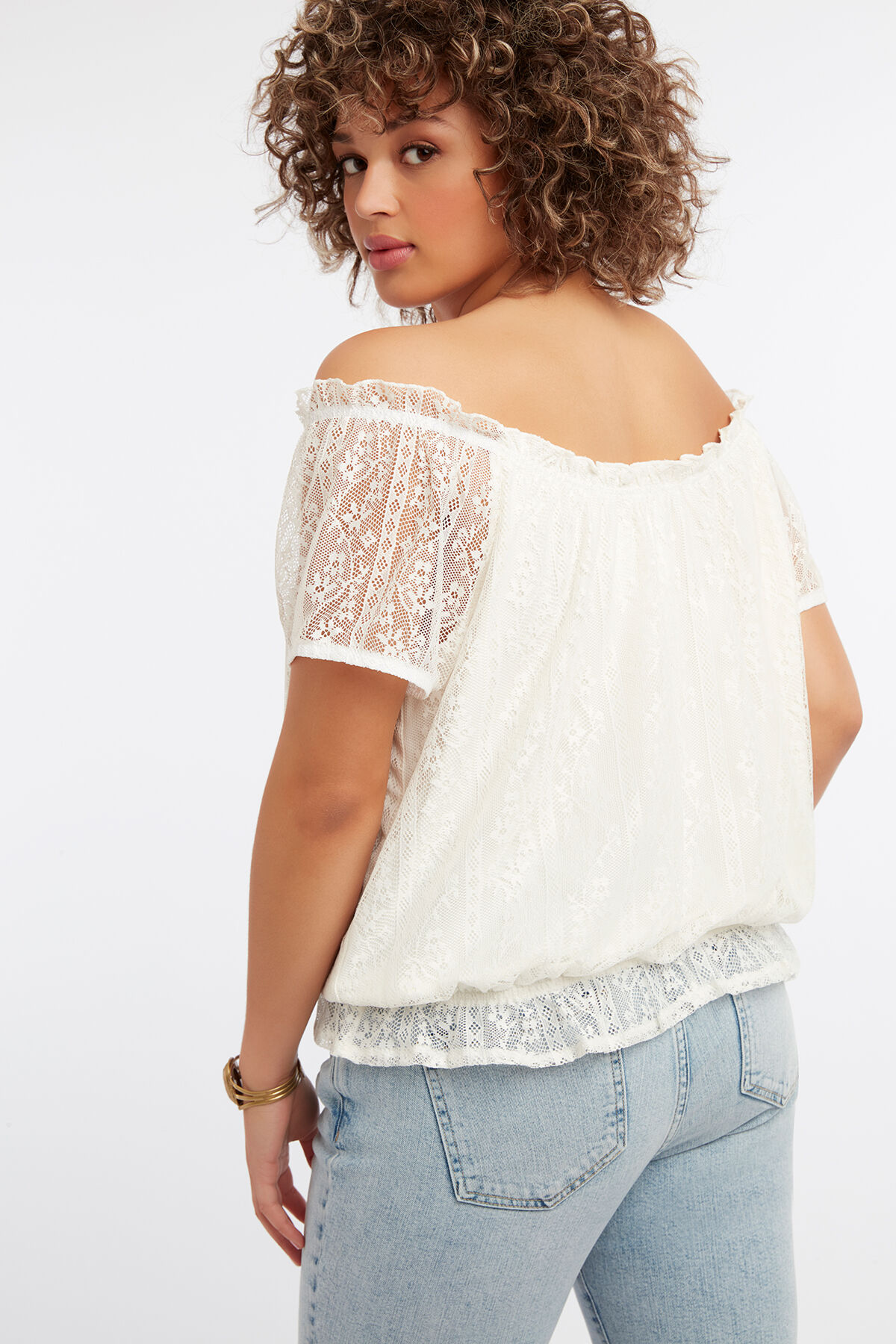Off-Shoulder top met kant image number 6