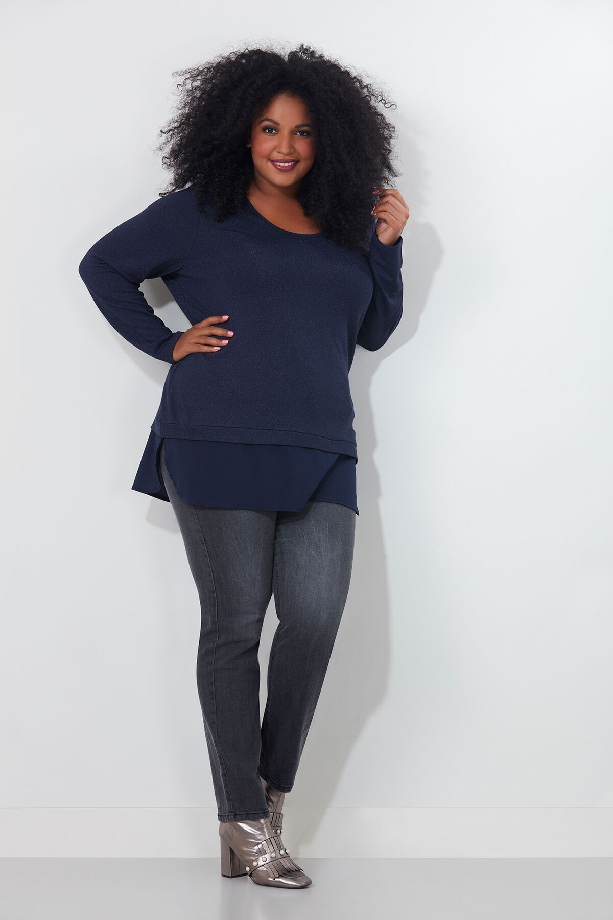 T-Shirt met chiffonstrook image number 3