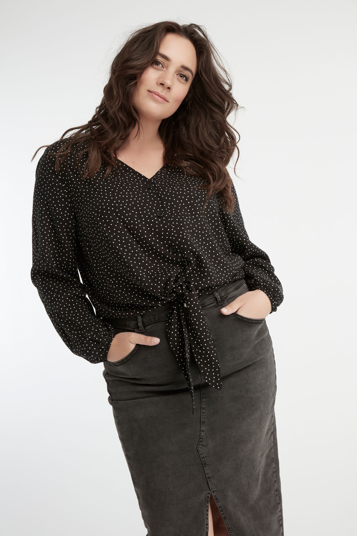 Denim rok met split image number 6