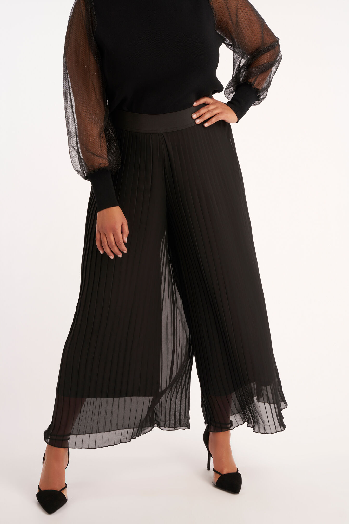 Wijde pliss&eacute; broek image number 4