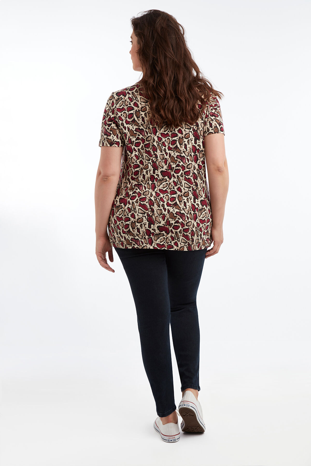 T-shirt met V-hals en print image number 4