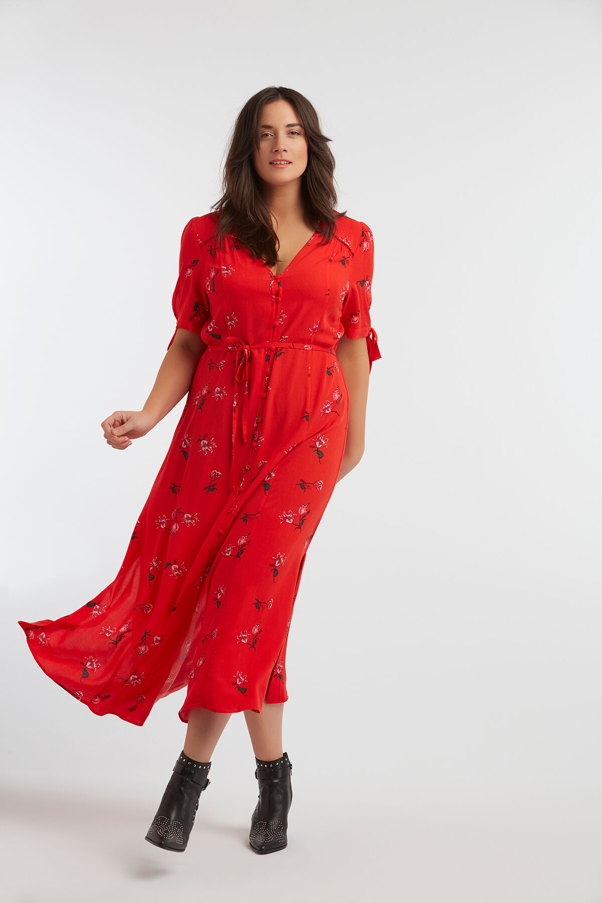 Doorknoopjurk met bloemprint image number 5