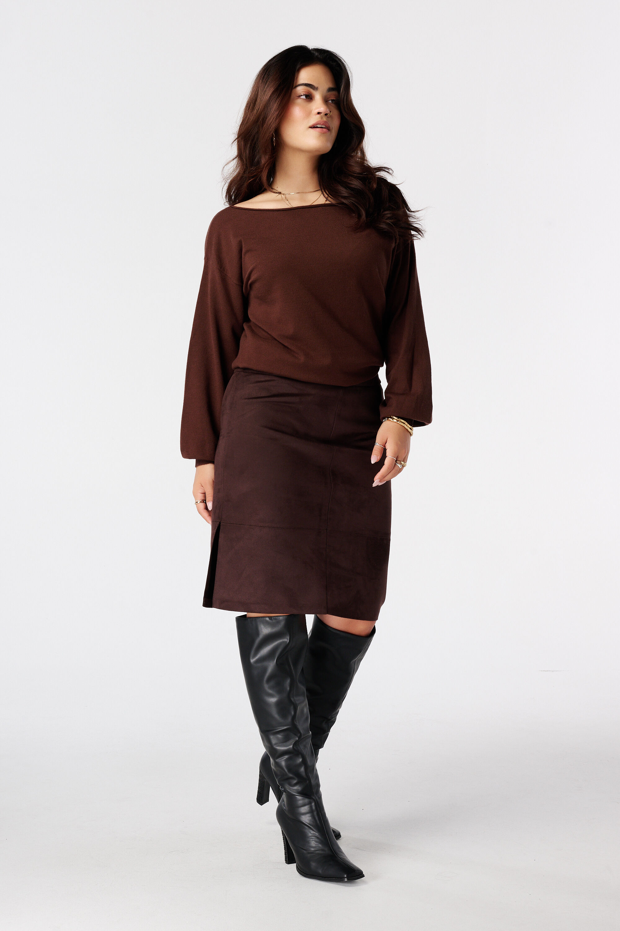 Rok met split in su&egrave;de look image number 0