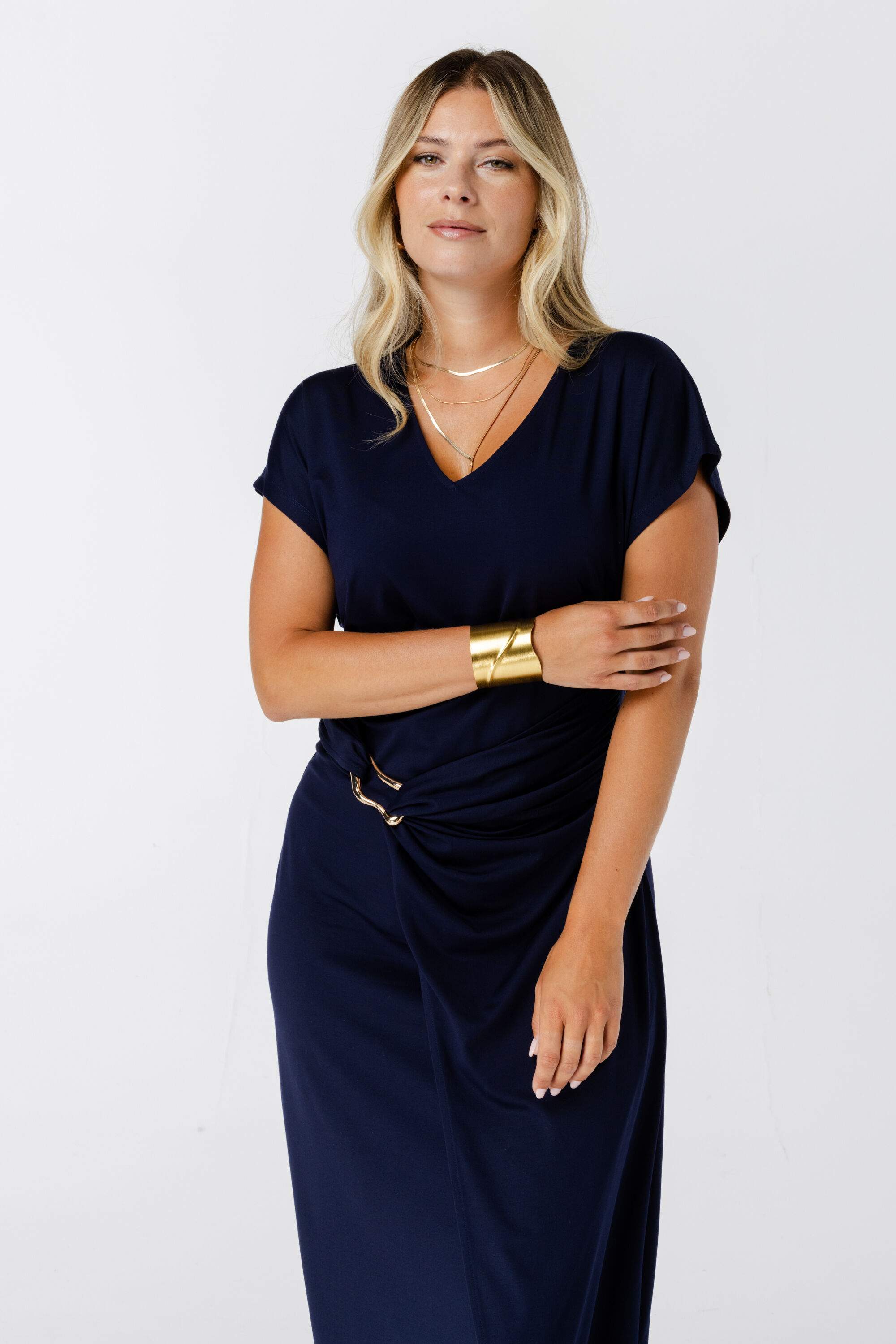 Robe portefeuille avec d&eacute;tail dor&eacute; image number 5