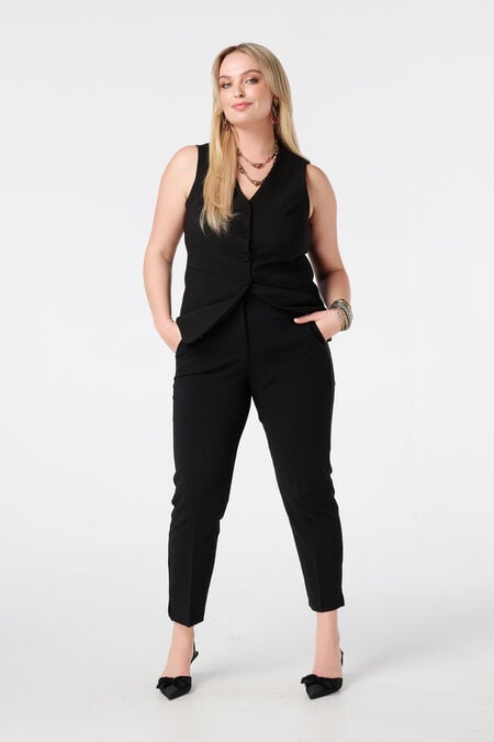 Straight leg pantalon met elastische taille Straight leg pantalon met elastische taille