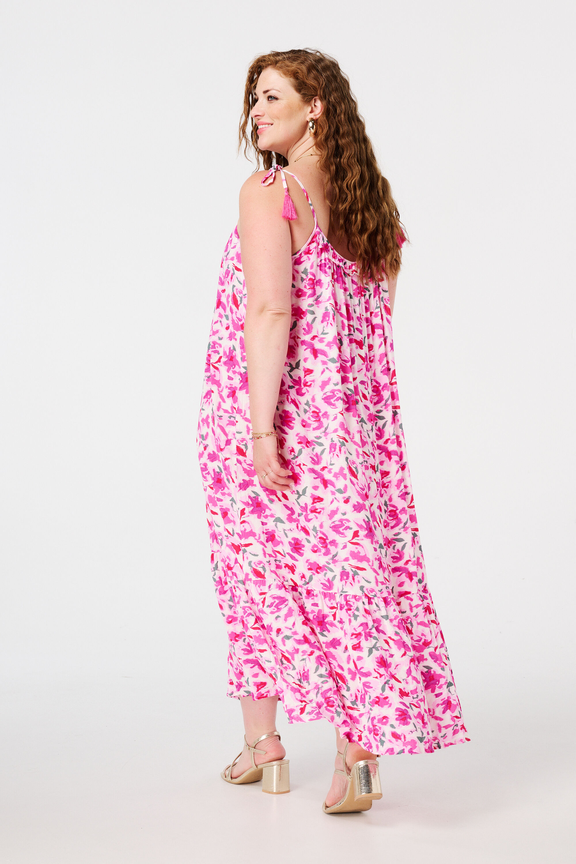 Maxi jurk met print en kwastjes image number 3