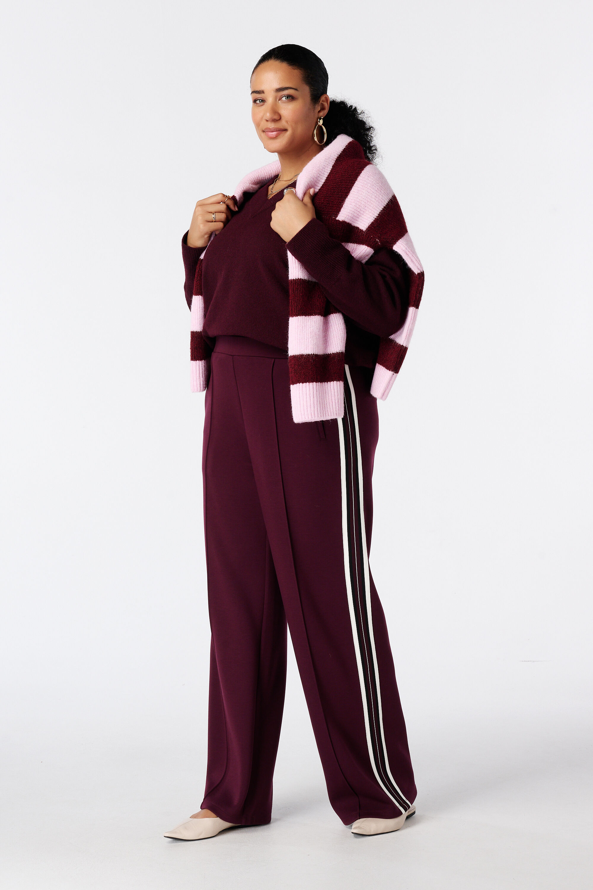 Pantalon &agrave; bande contrastante