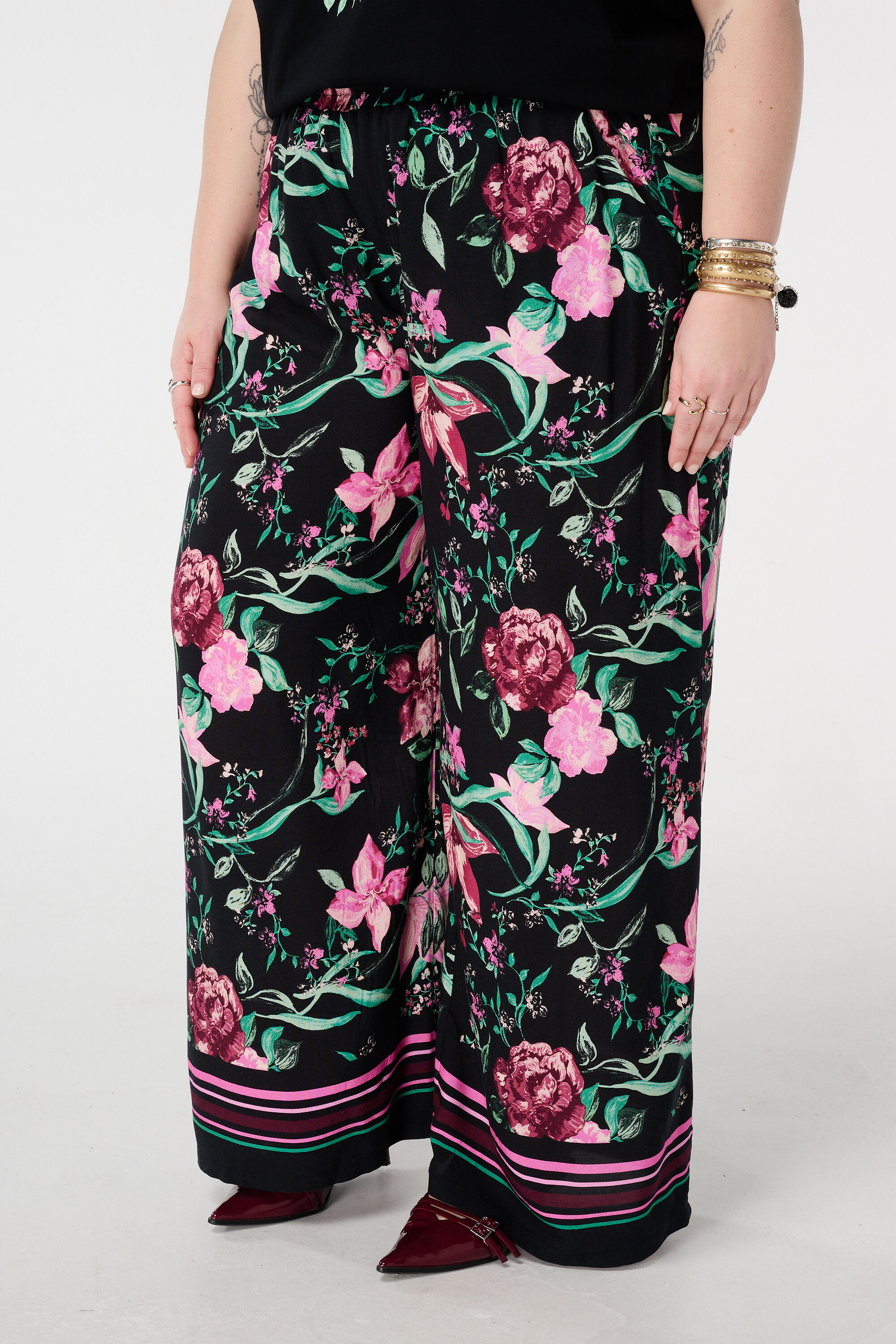 Wide leg broek met print image number 5