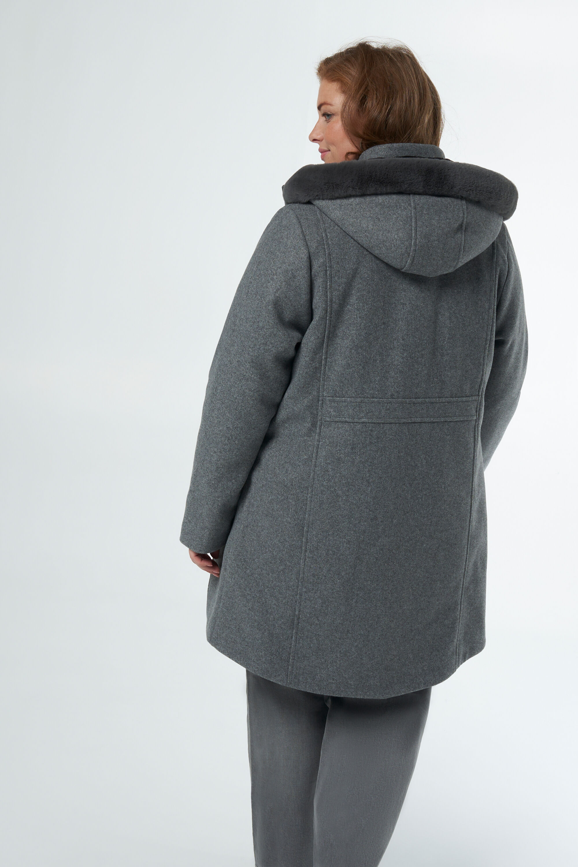 Jas met kraag van imitatiebont image number 3