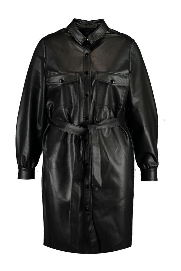 Robe en PU avec ceinture à nouer image number 1