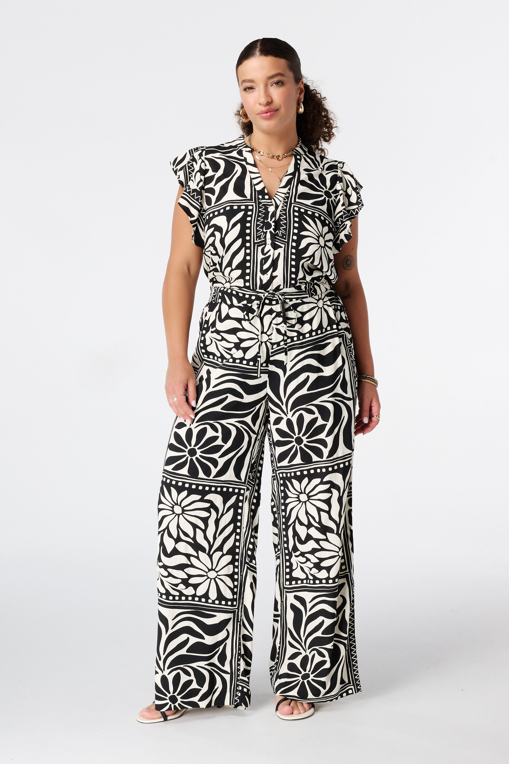 Wide leg broek met print