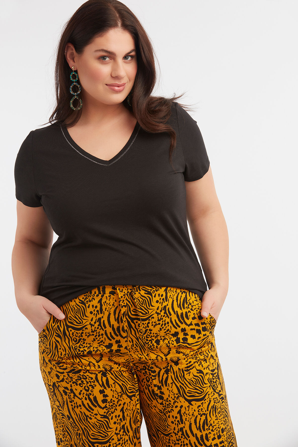 Wijdvallende broek met all-over print  image number 4