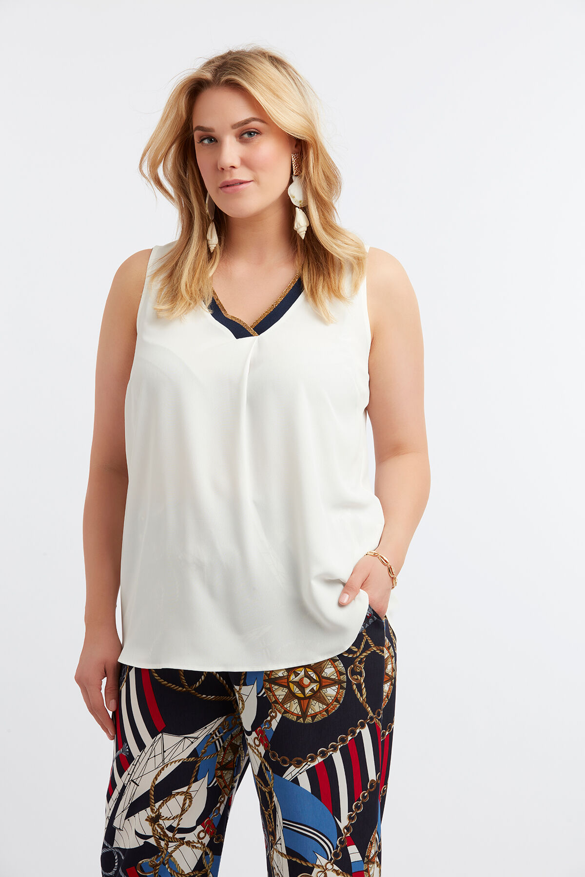 Mouwloze blouse met lurex image number 0