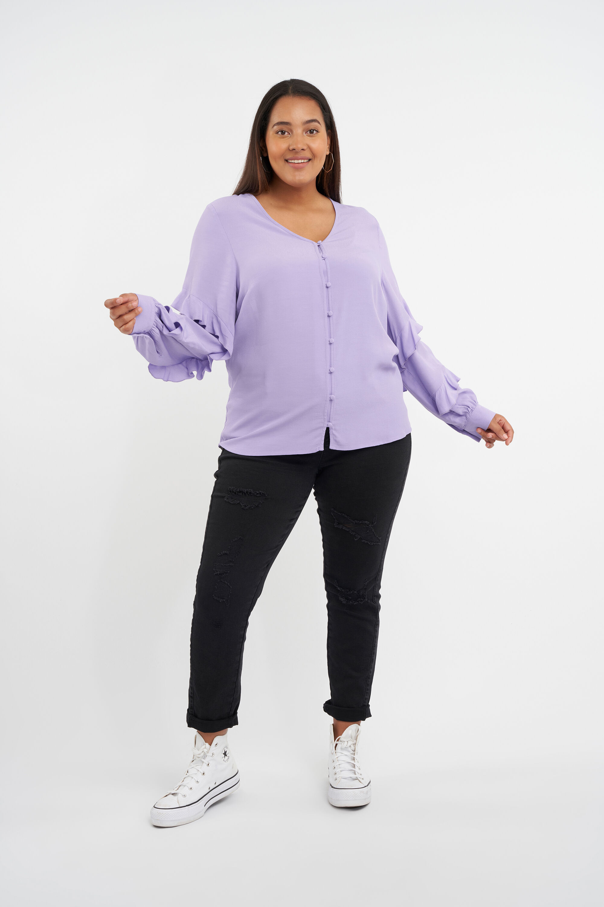 Blouse met volantmouwen image number 4