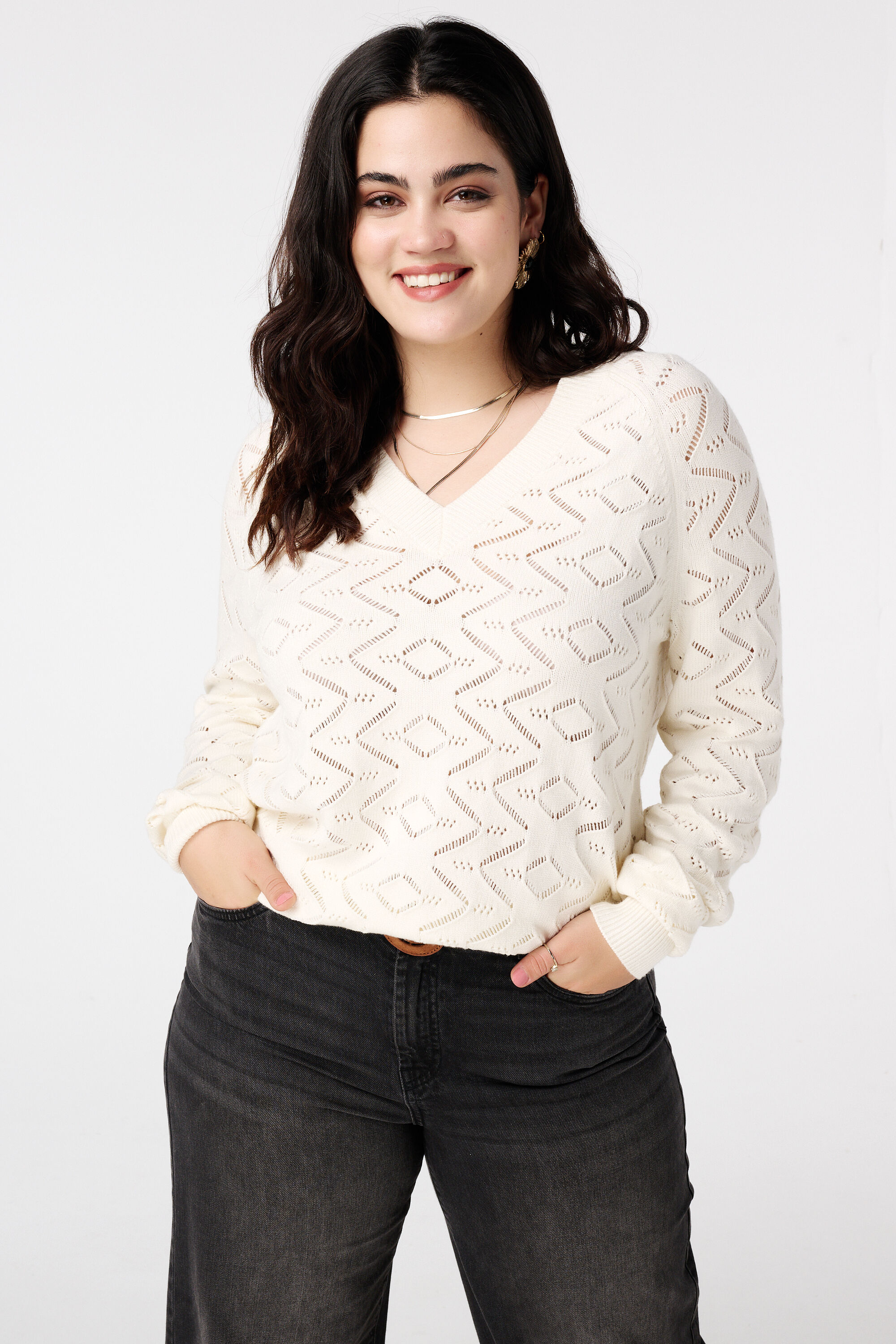 Trui met opengewerkt patroon