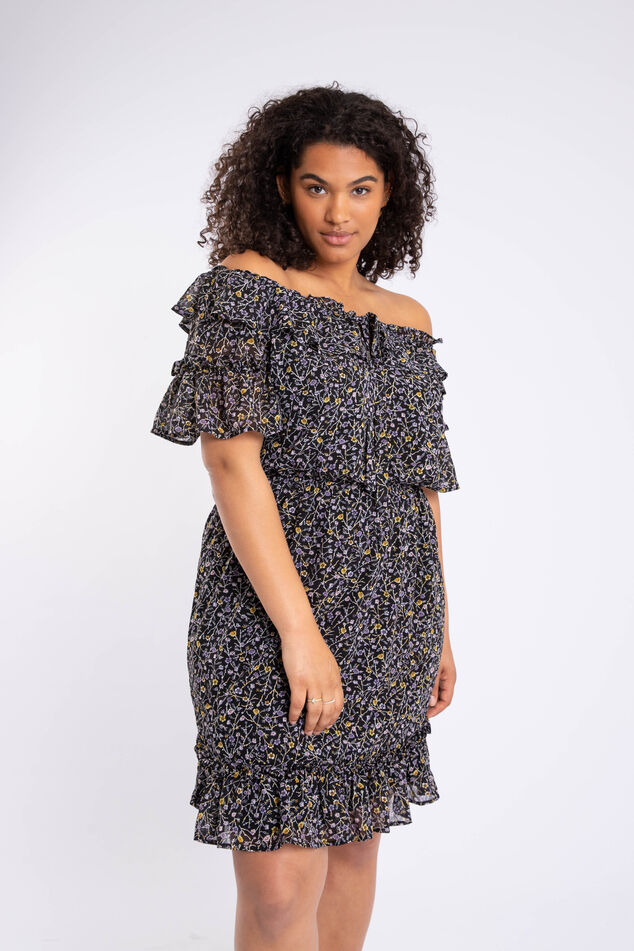 Robe à imprimé et à épaules dénudées image number 7