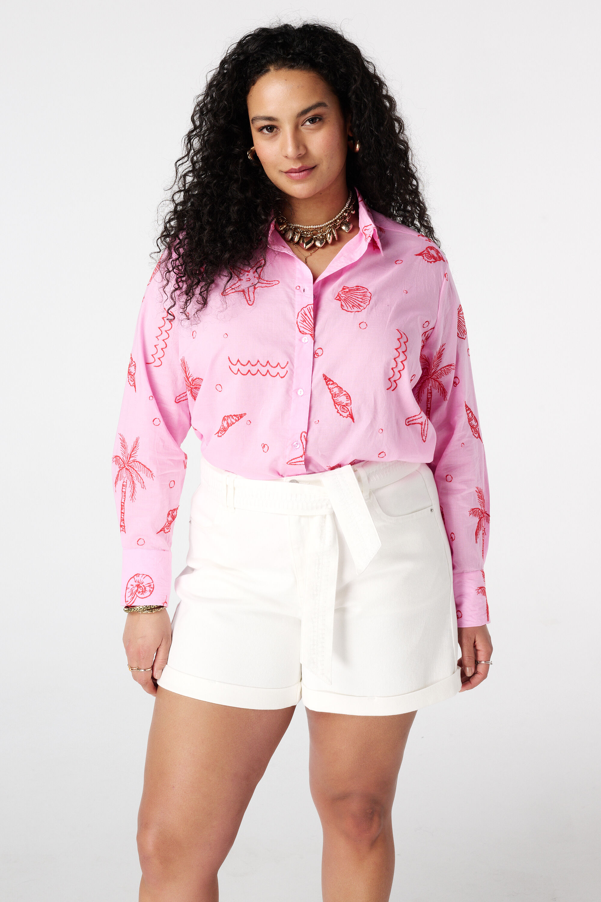 Blouse avec imprim&eacute; tropical
