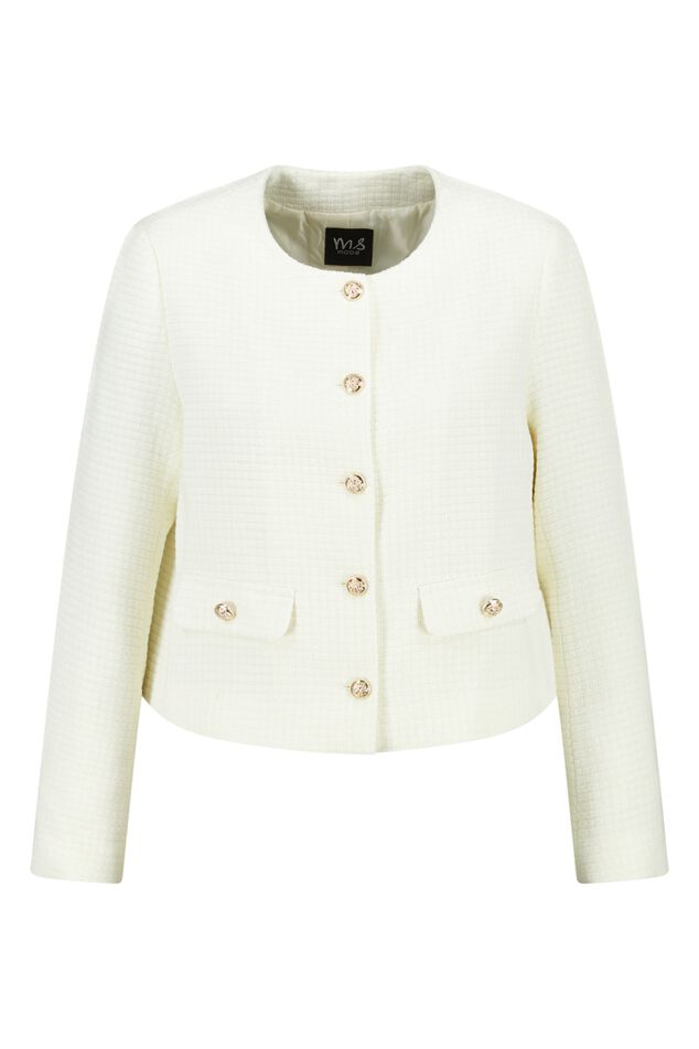 Kort tweed jasje met metalen knopen image number 1