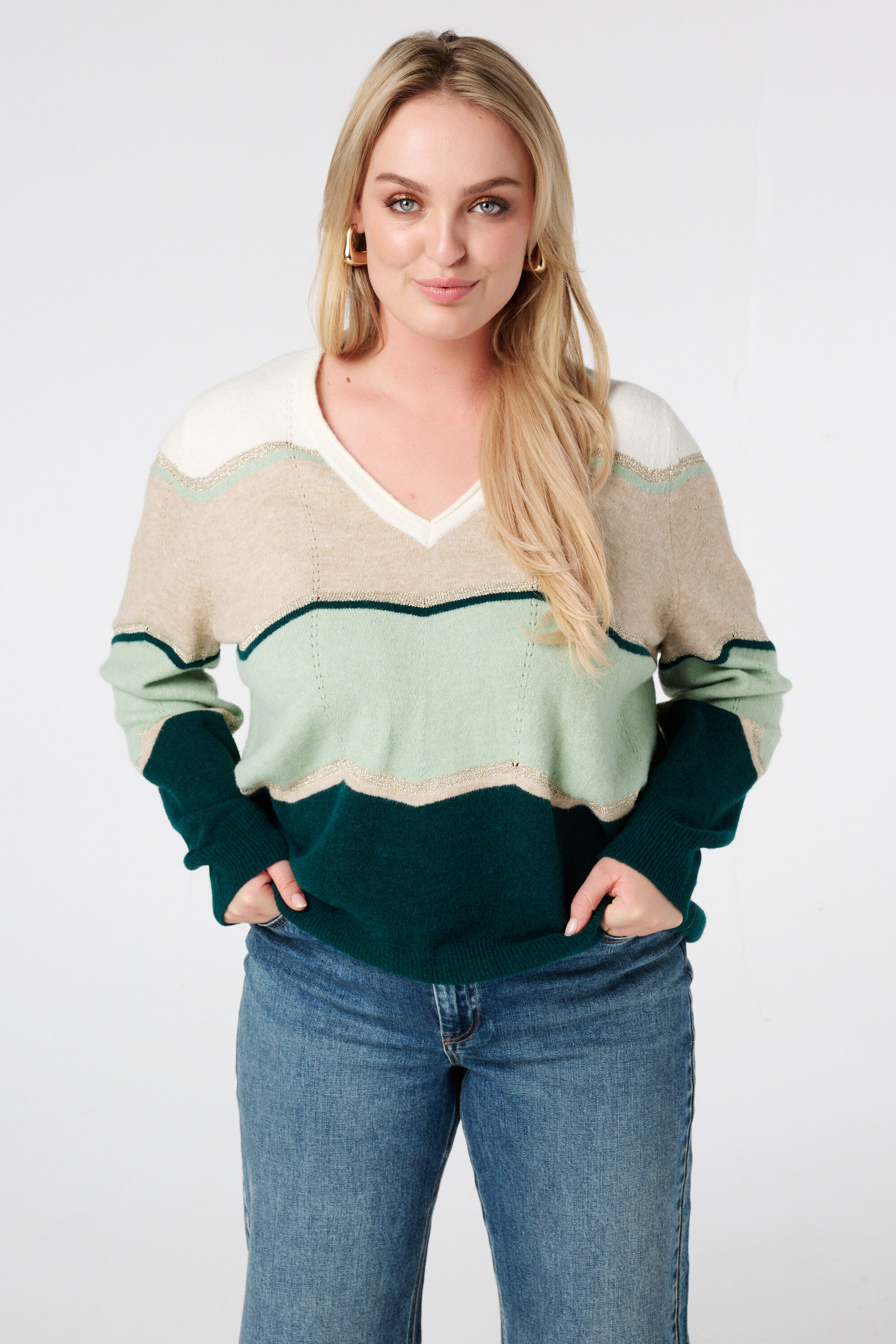 Trui met print en lurex