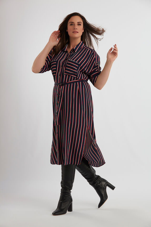 Gestreepte overhemdjurk image number 4