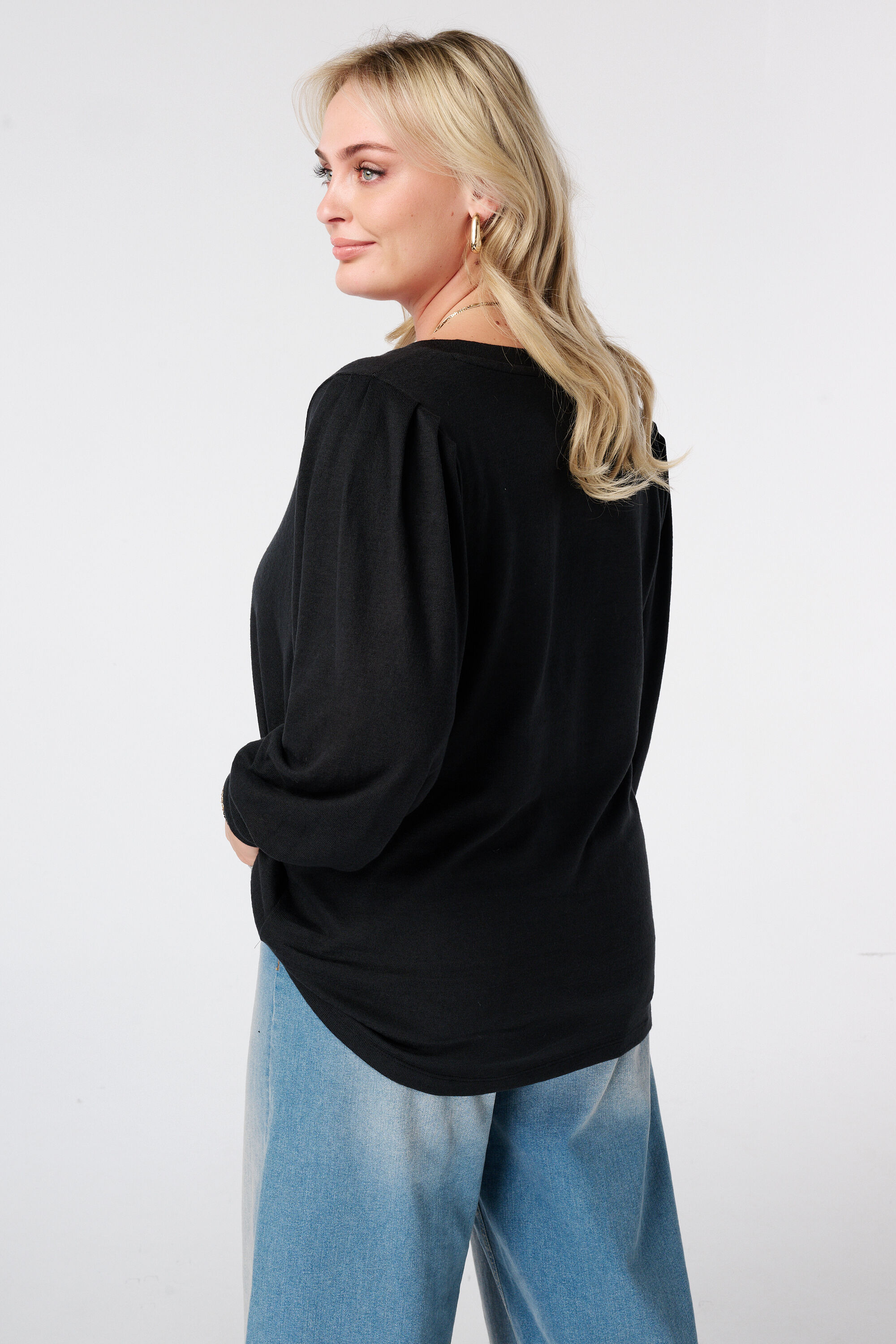 Top van sweatstof met pofmouwen image number 3