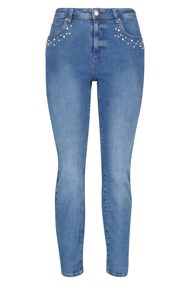 Slim jeans met parels image number 2
