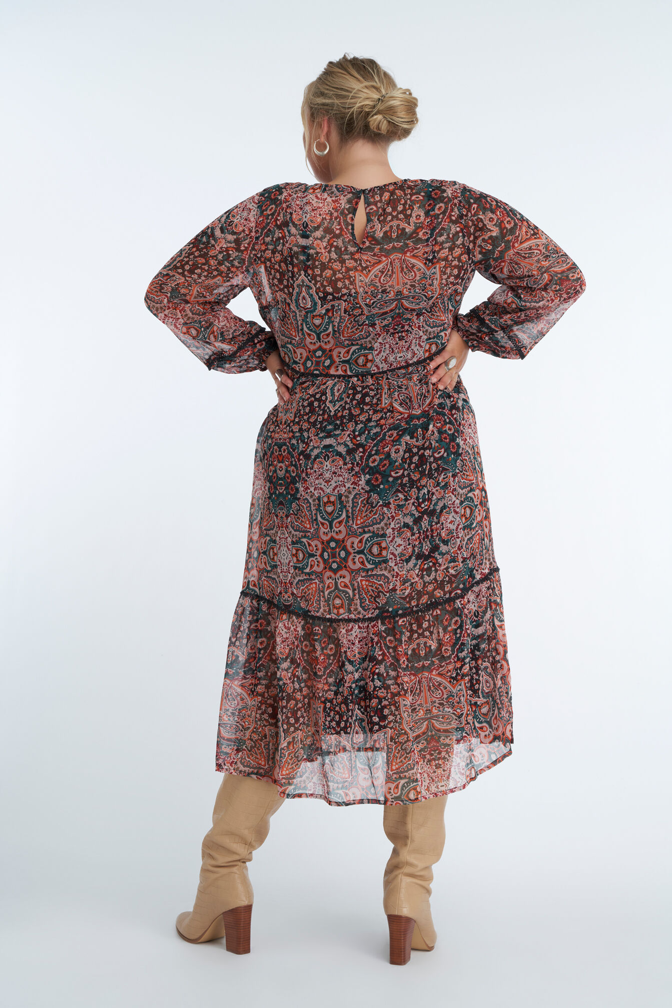 Lange wijde jurk met print image number 3