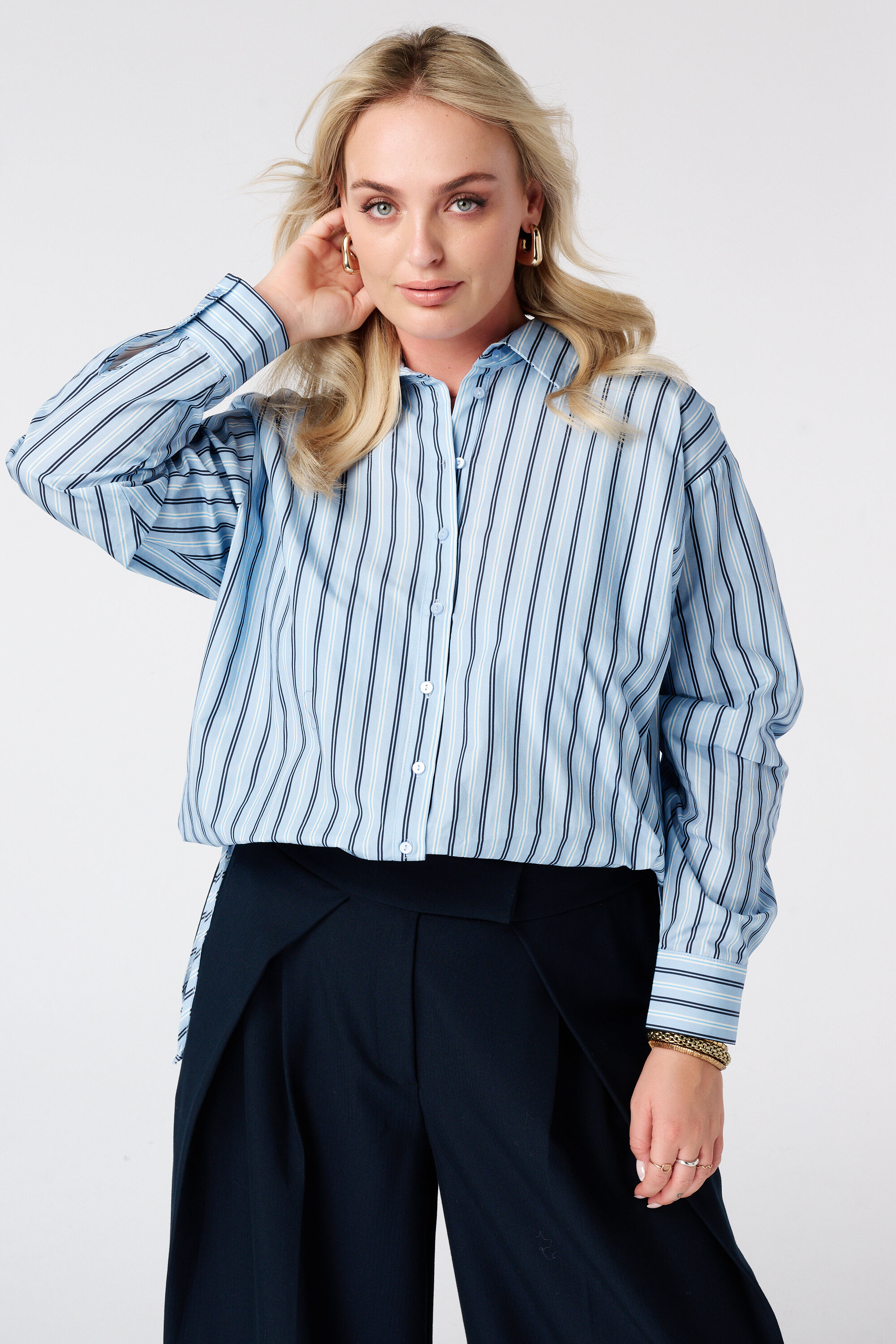 Gestreepte ballon blouse image number 0