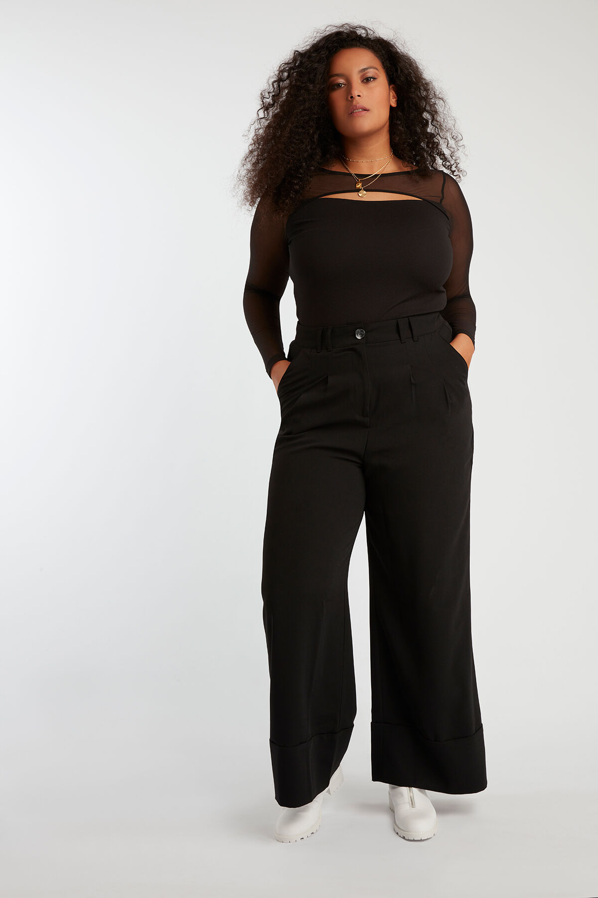 Pantalon large pliss&eacute; image number 6