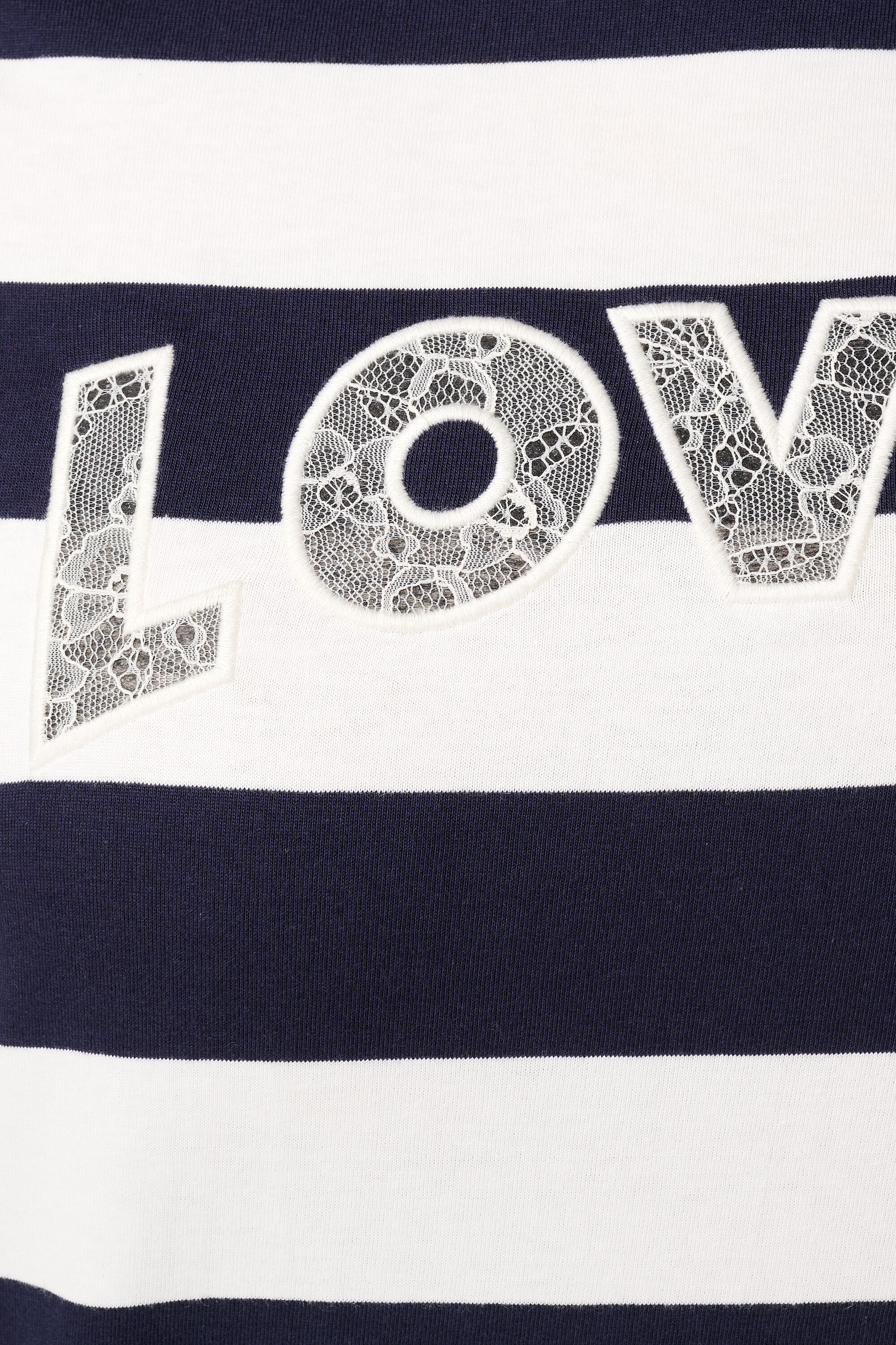 Gestreept t-shirt met kanten tekst image number 6