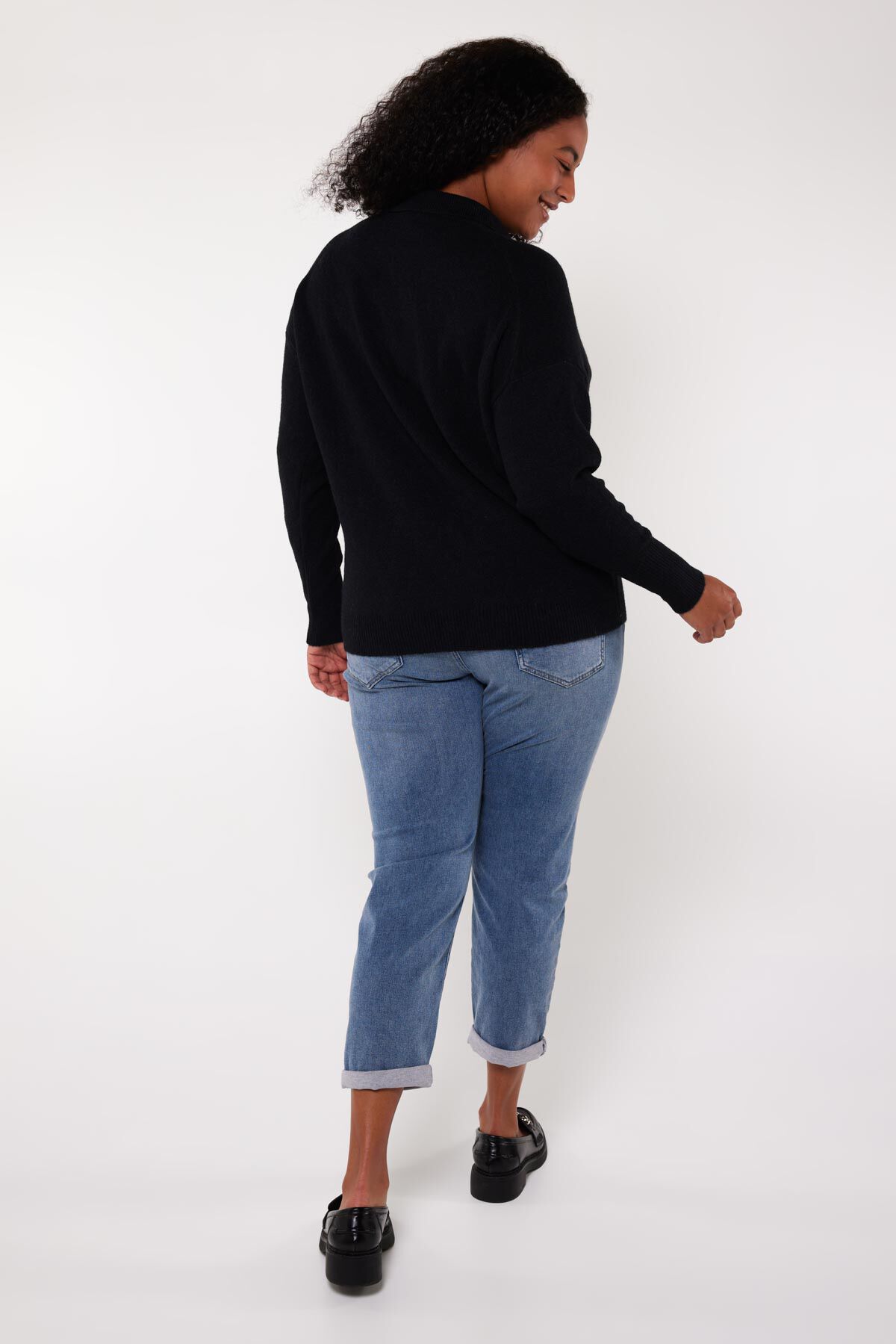 Pull en maille fine avec col polo image number 3