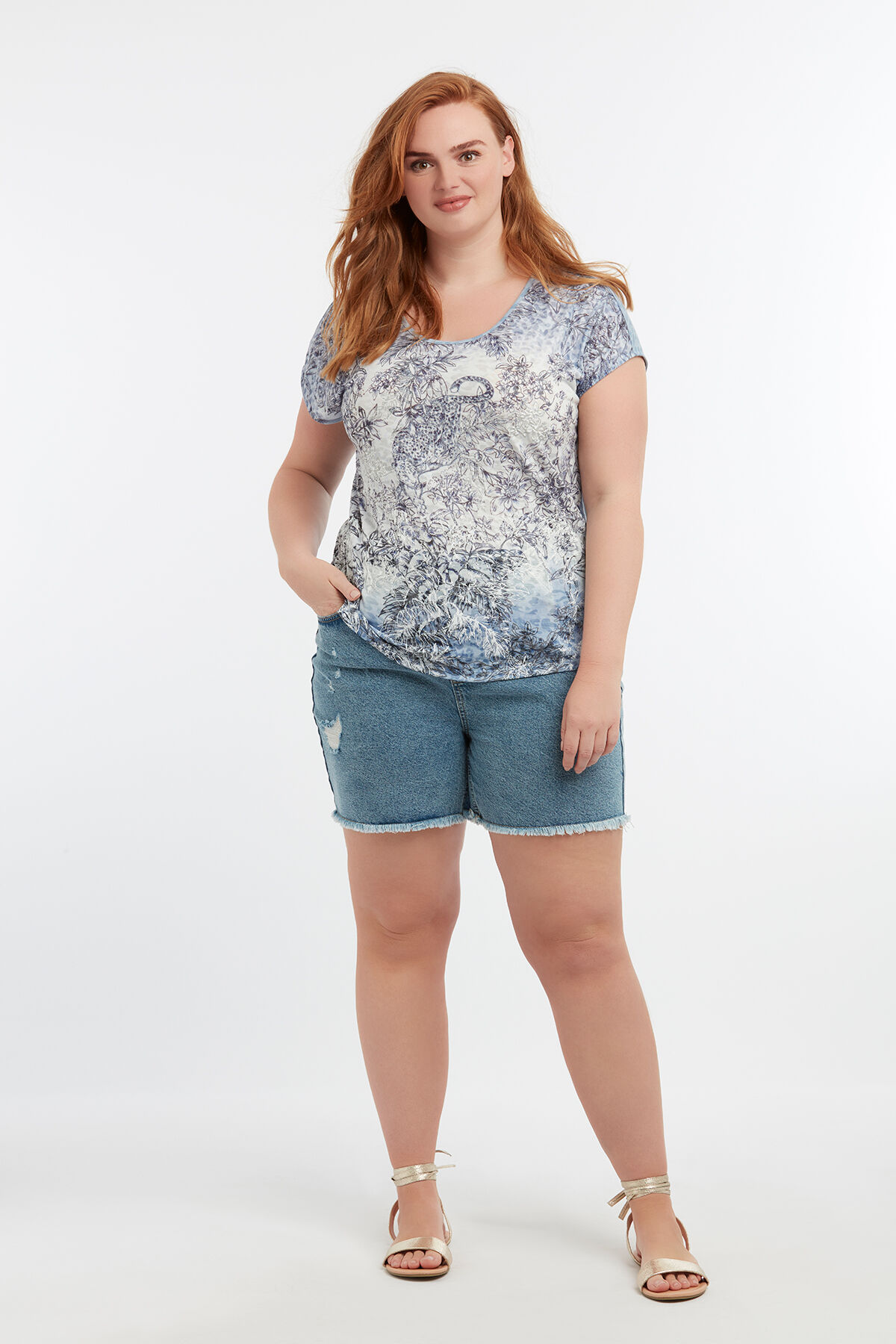 T-shirt met panelprint image number 3