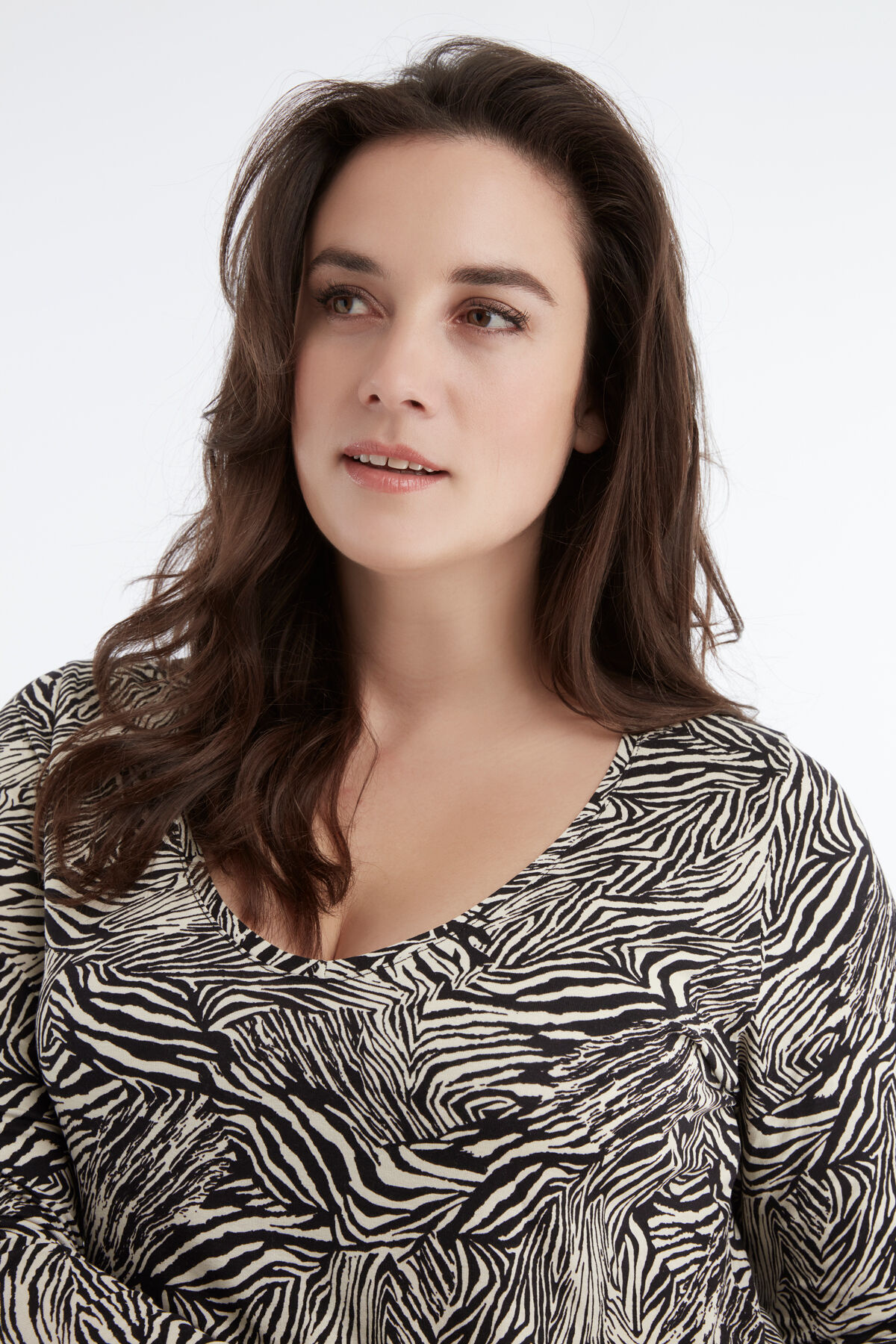 V-hals top met zebra print image number 3