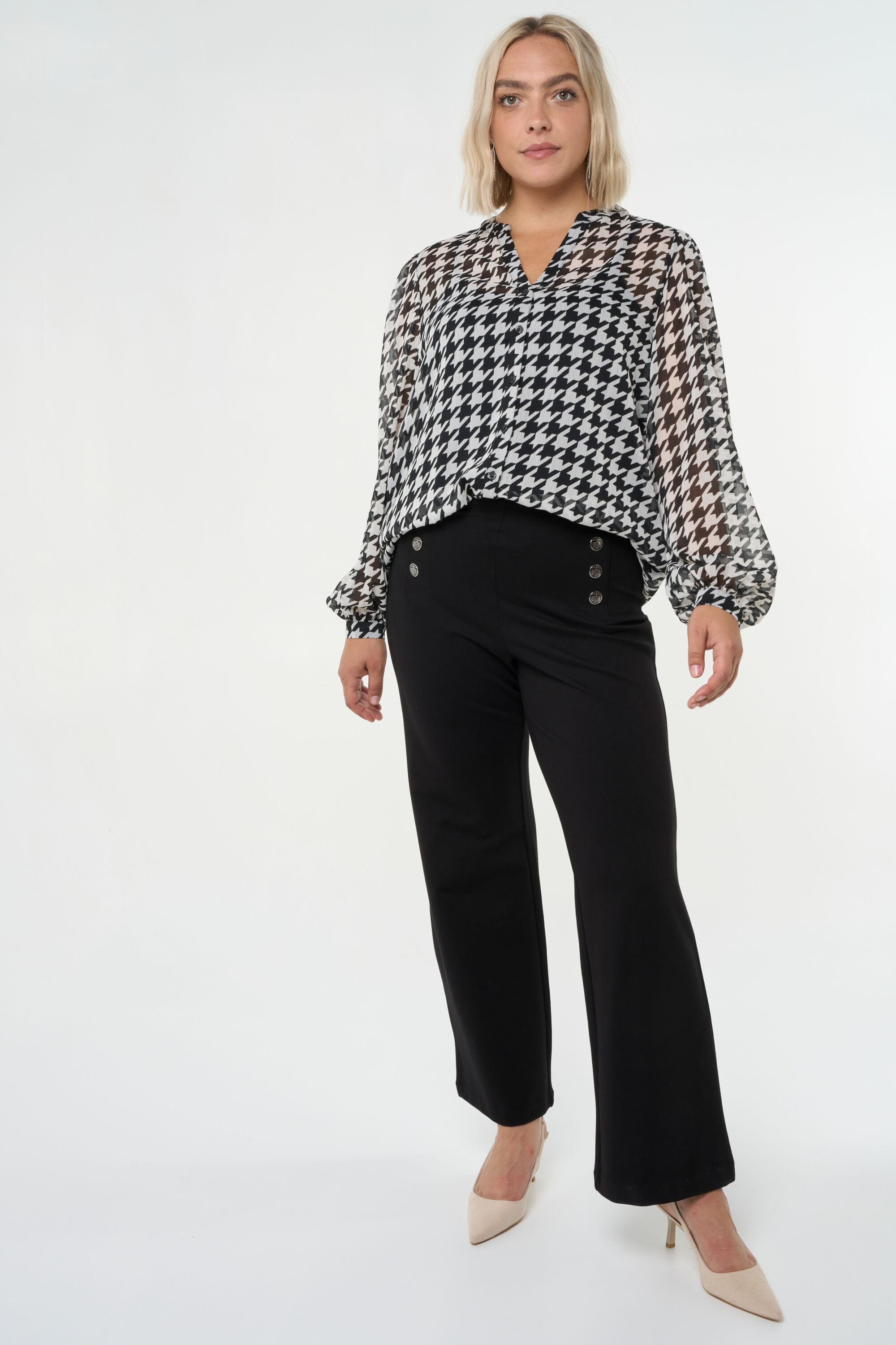Blouse pied de poule femme clearance