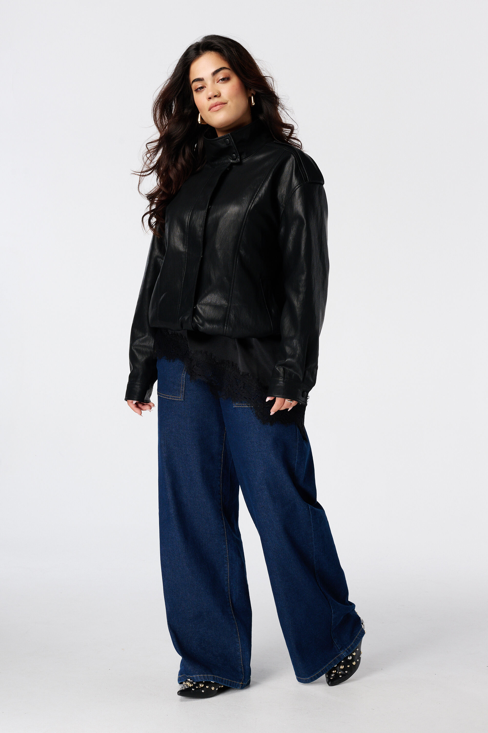 PU jacket met hoge kraag image number 5