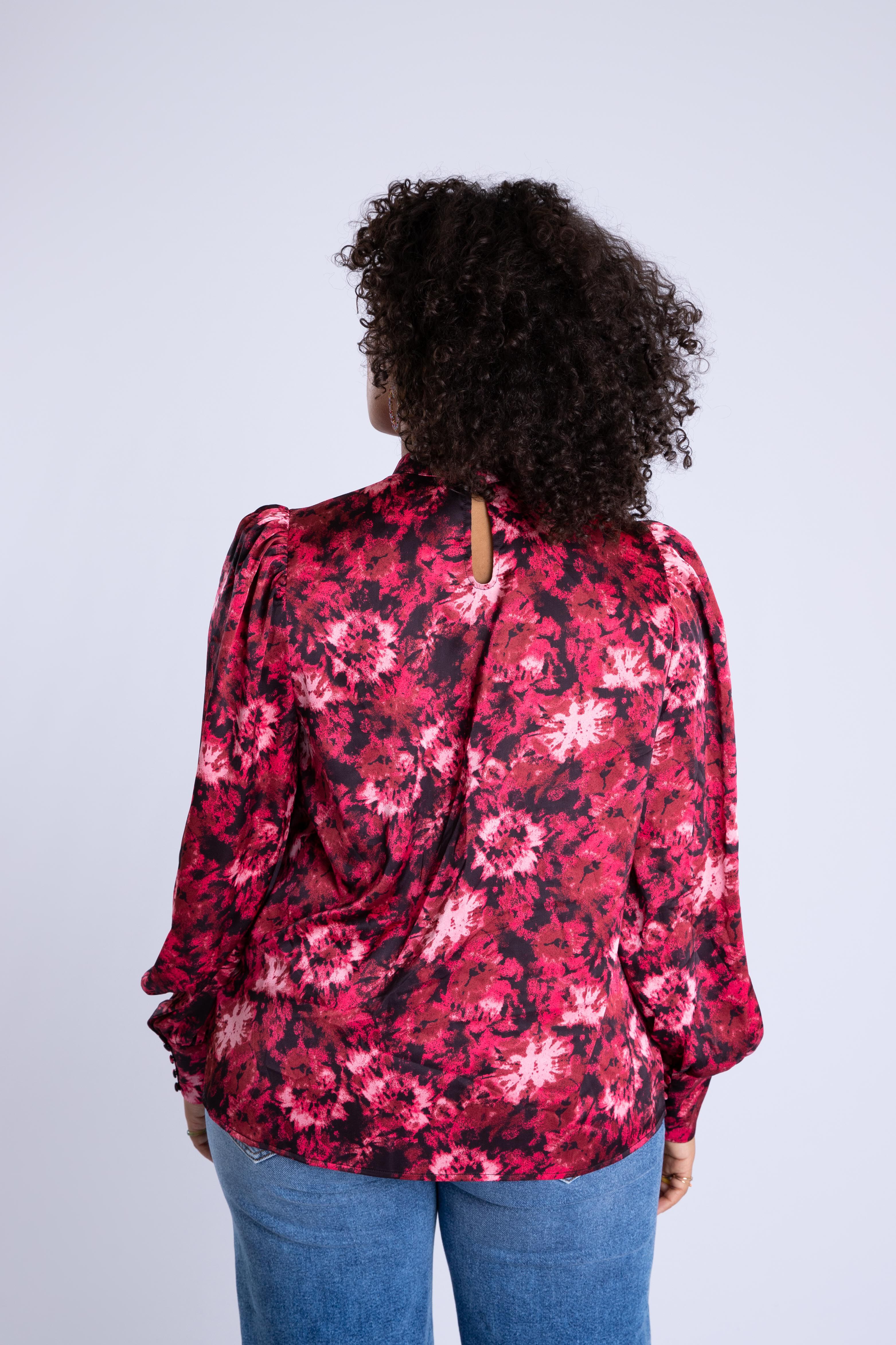 Satijnen blouse met print image number 4