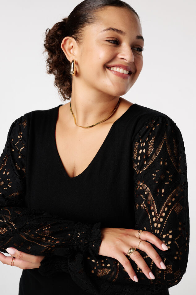 Top met kanten mouwen image number 4