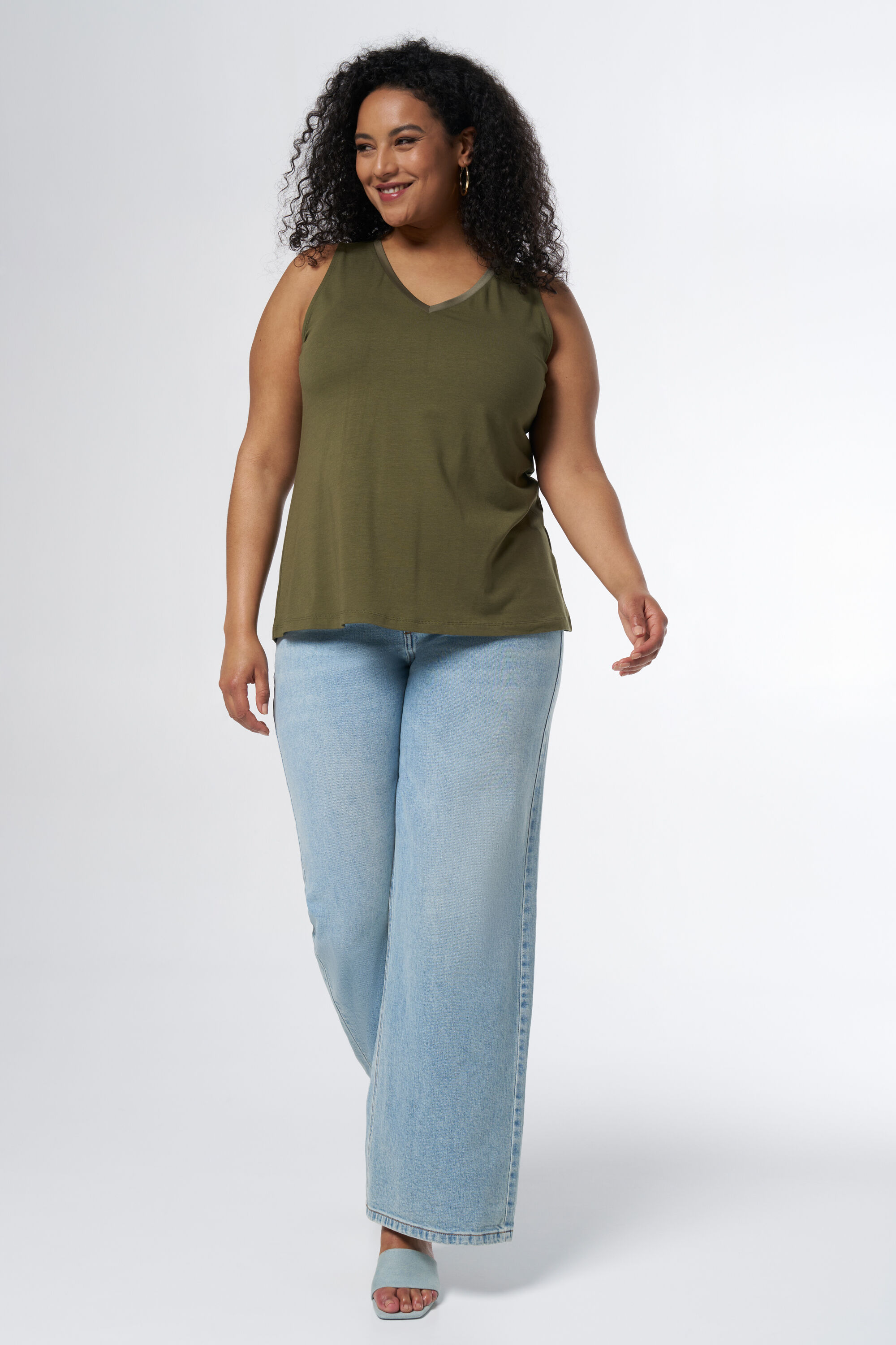 Mouwloze top met V-hals image number 0