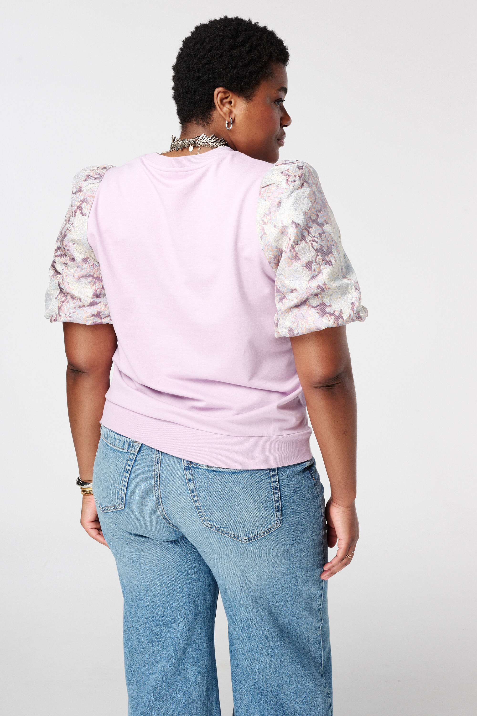 Top met jacquard mouwen image number 3