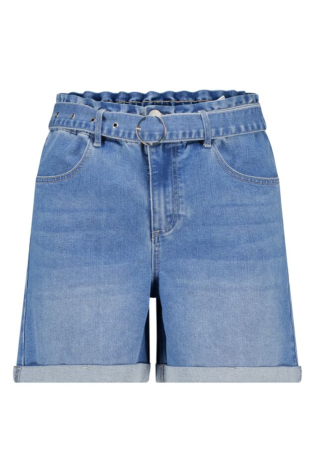 Denim shorts met ceintuur image number 1
