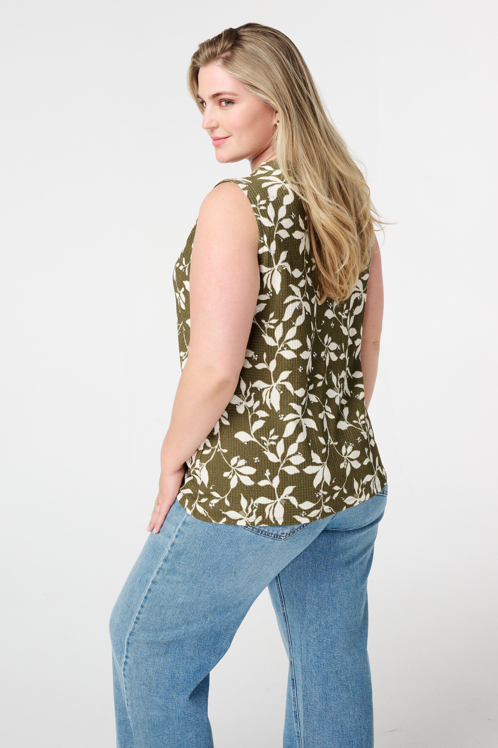 Mouwloze top met print image number 3