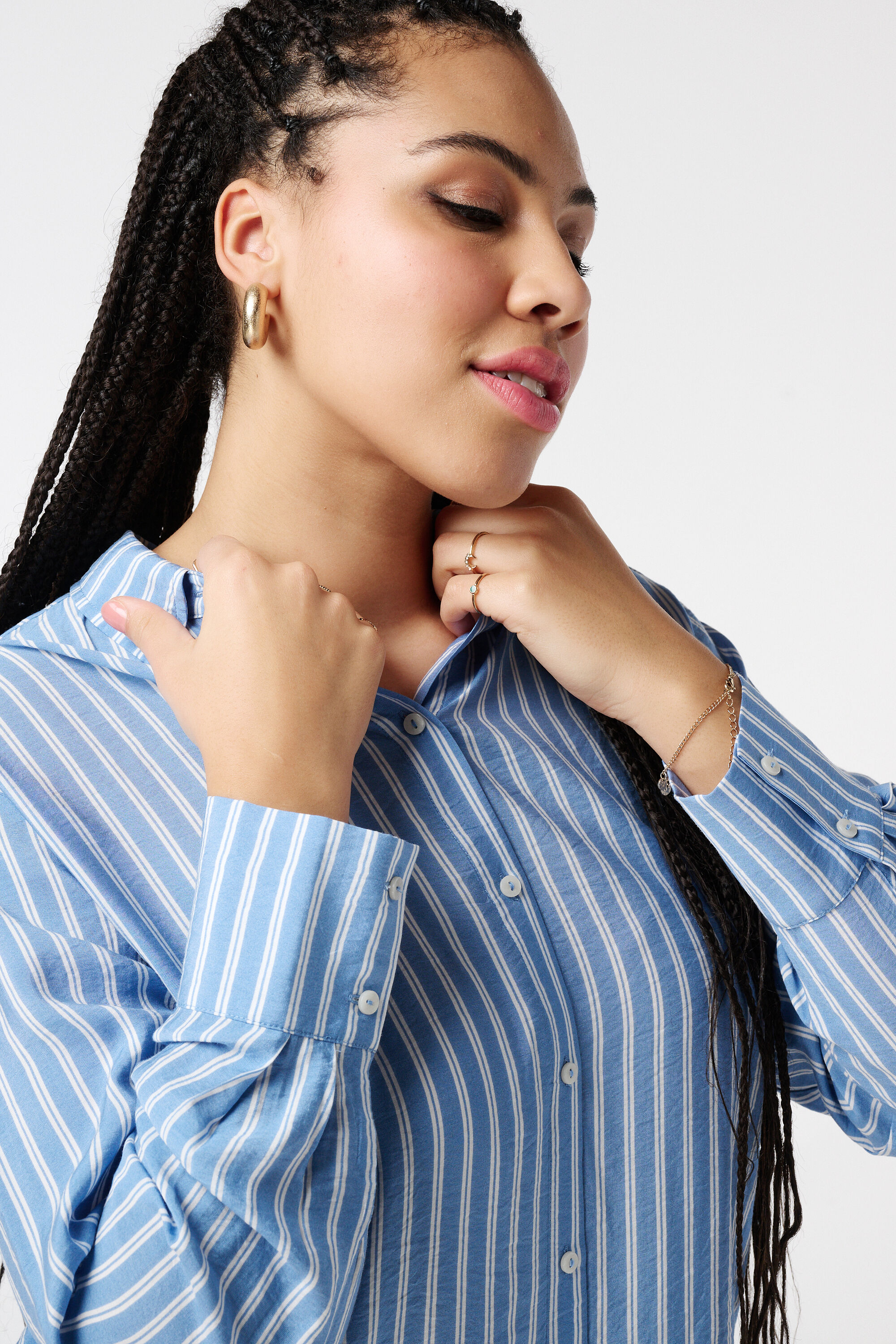 Overhemdblouse met strepen image number 4