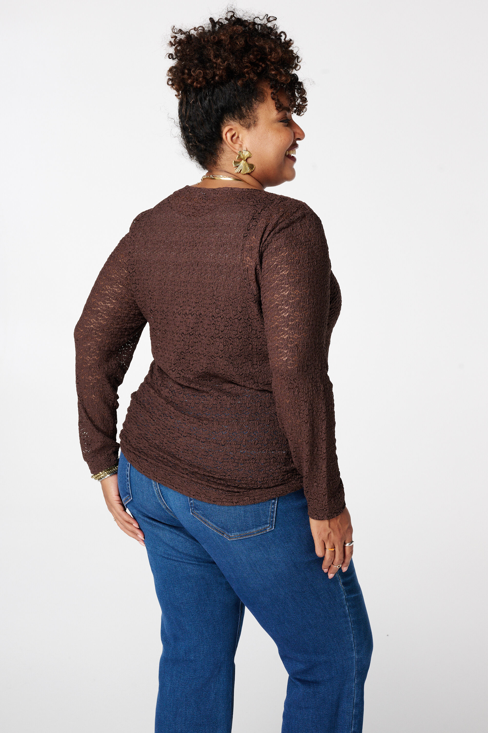 Kanten top met opengewerkt detail image number 3