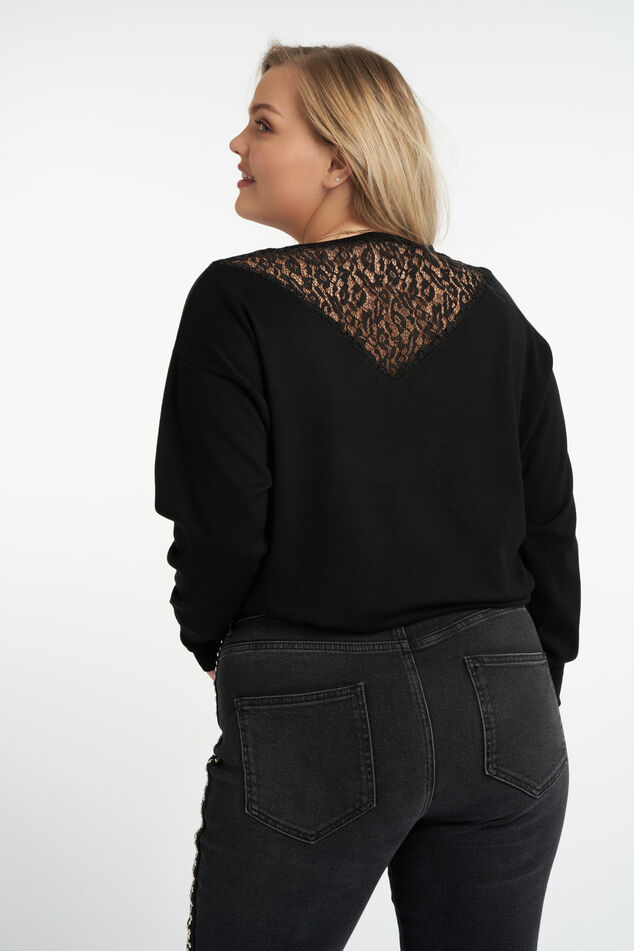 Haut en crochet avec motif ajouré et taille à cordon image number 3