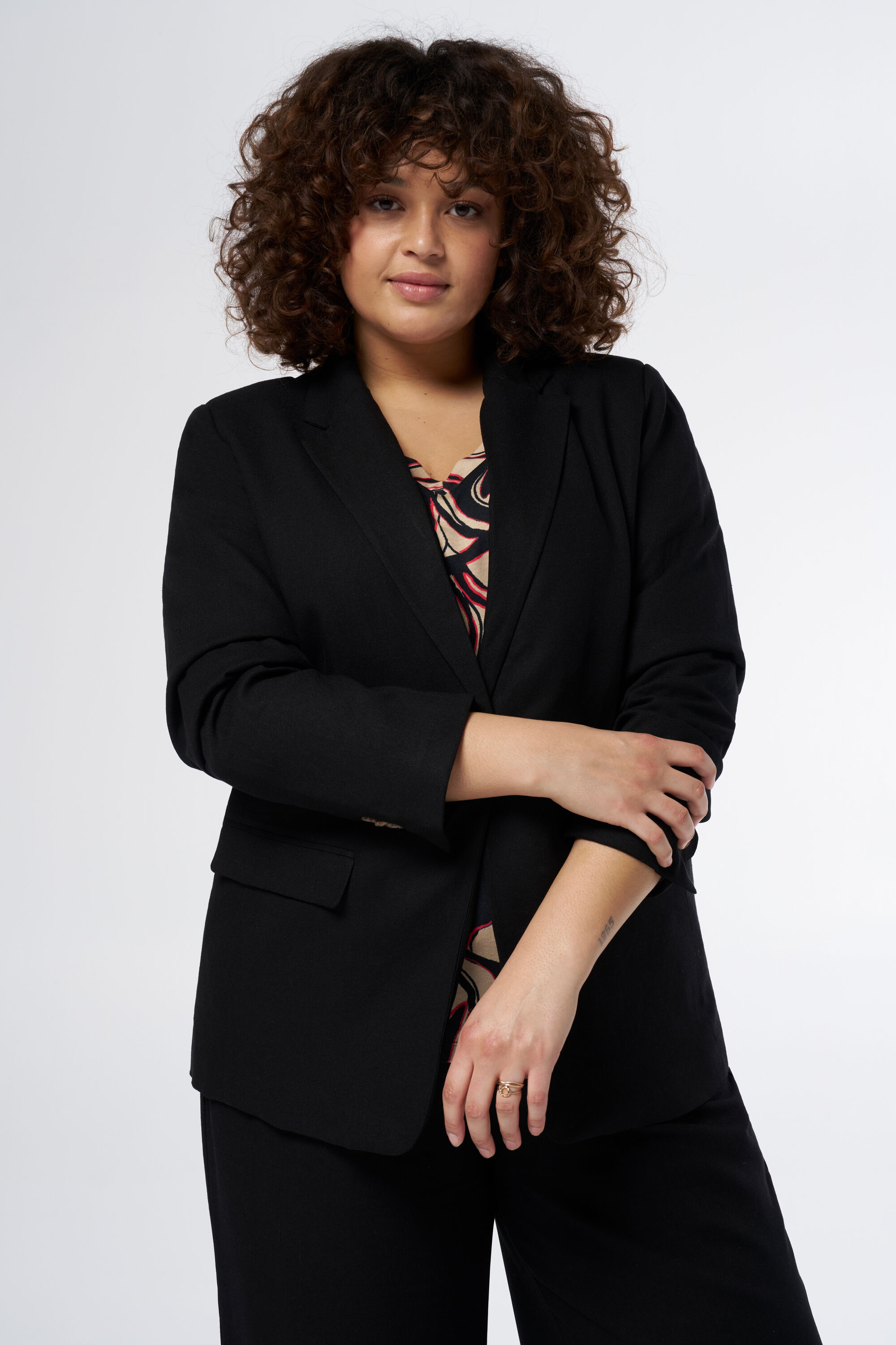 Rechtvallende blazer met linnen image number 6